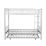 Full Over Full Metal Bunk Bed with Trundle, Safety Guardrails,Stylish Space-Saving Modern Metal Bunk Bed