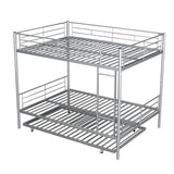 Full Over Full Metal Bunk Bed with Trundle, Safety Guardrails,Stylish Space-Saving Modern Metal Bunk Bed