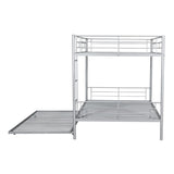 Full Over Full Metal Bunk Bed with Trundle, Safety Guardrails,Stylish Space-Saving Modern Metal Bunk Bed