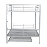Full Over Full Metal Bunk Bed with Trundle, Safety Guardrails,Stylish Space-Saving Modern Metal Bunk Bed