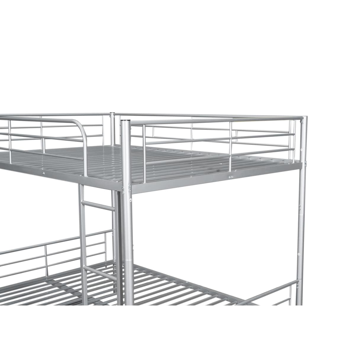 Full Over Full Metal Bunk Bed with Trundle, Safety Guardrails,Stylish Space-Saving Modern Metal Bunk Bed