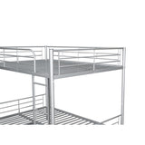 Full Over Full Metal Bunk Bed with Trundle, Safety Guardrails,Stylish Space-Saving Modern Metal Bunk Bed