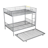 Full Over Full Metal Bunk Bed with Trundle, Safety Guardrails,Stylish Space-Saving Modern Metal Bunk Bed