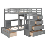Full Over Twin Bunk Bed with Desk, Drawers and Shelves