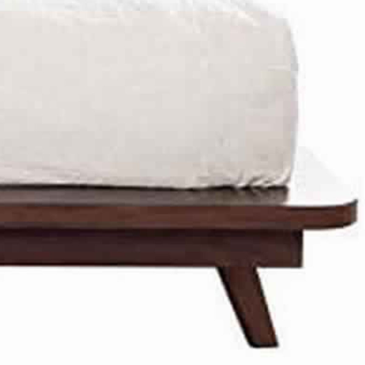 Full Platform Bed with Angled Legs and Grain Details, Dark Brown