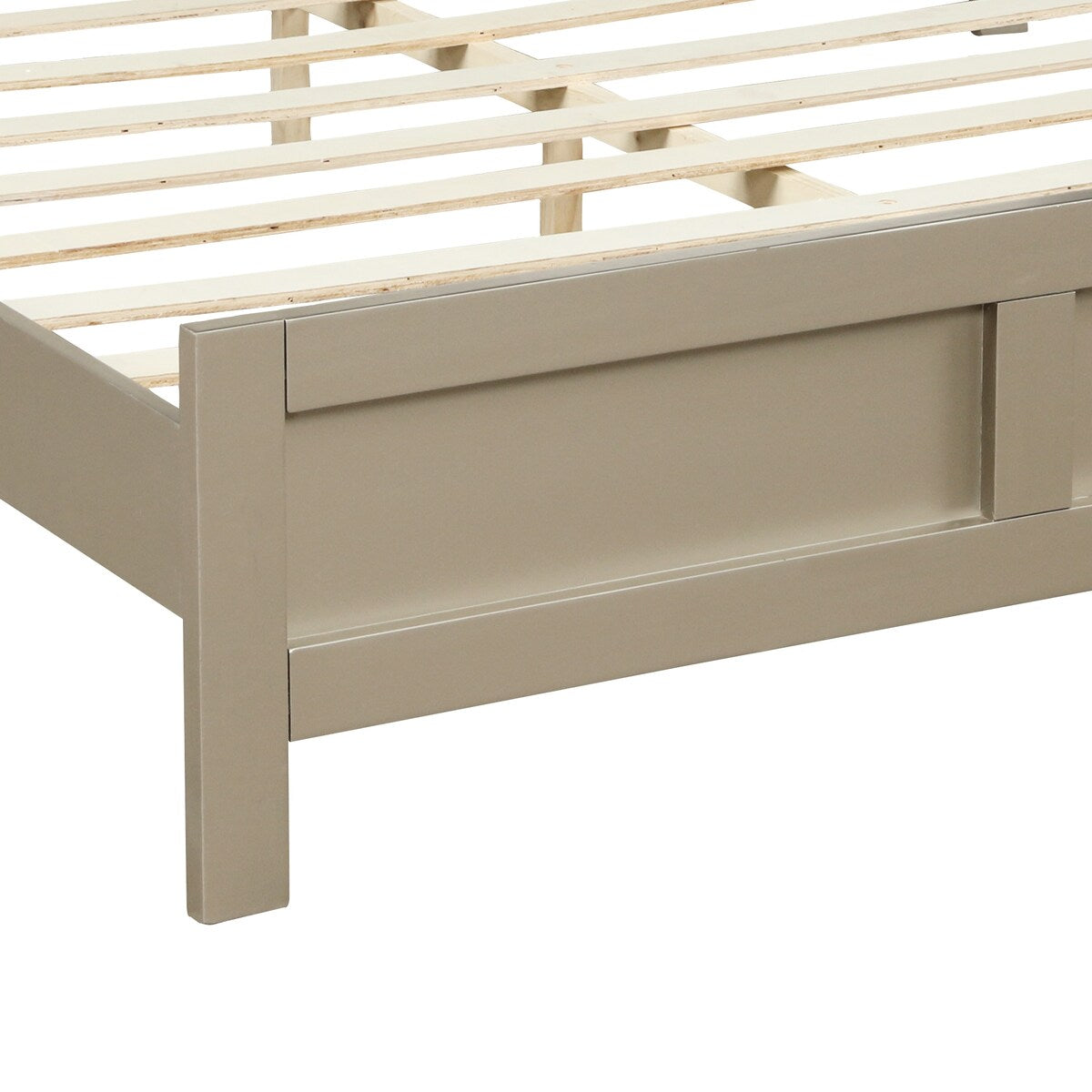 Full Platform Bed with Panel Headboard and Footboard, Silver