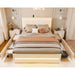 XINMICS Full/Queen Bed Frame with RGB LED Lights and 4 Storage Drawers