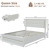 XINMICS Full/Queen Bed Frame with RGB LED Lights and 4 Storage Drawers