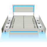XINMICS Full/Queen Bed Frame with RGB LED Lights and 4 Storage Drawers