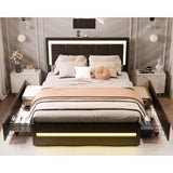 XINMICS Full/Queen Bed Frame with RGB LED Lights and 4 Storage Drawers