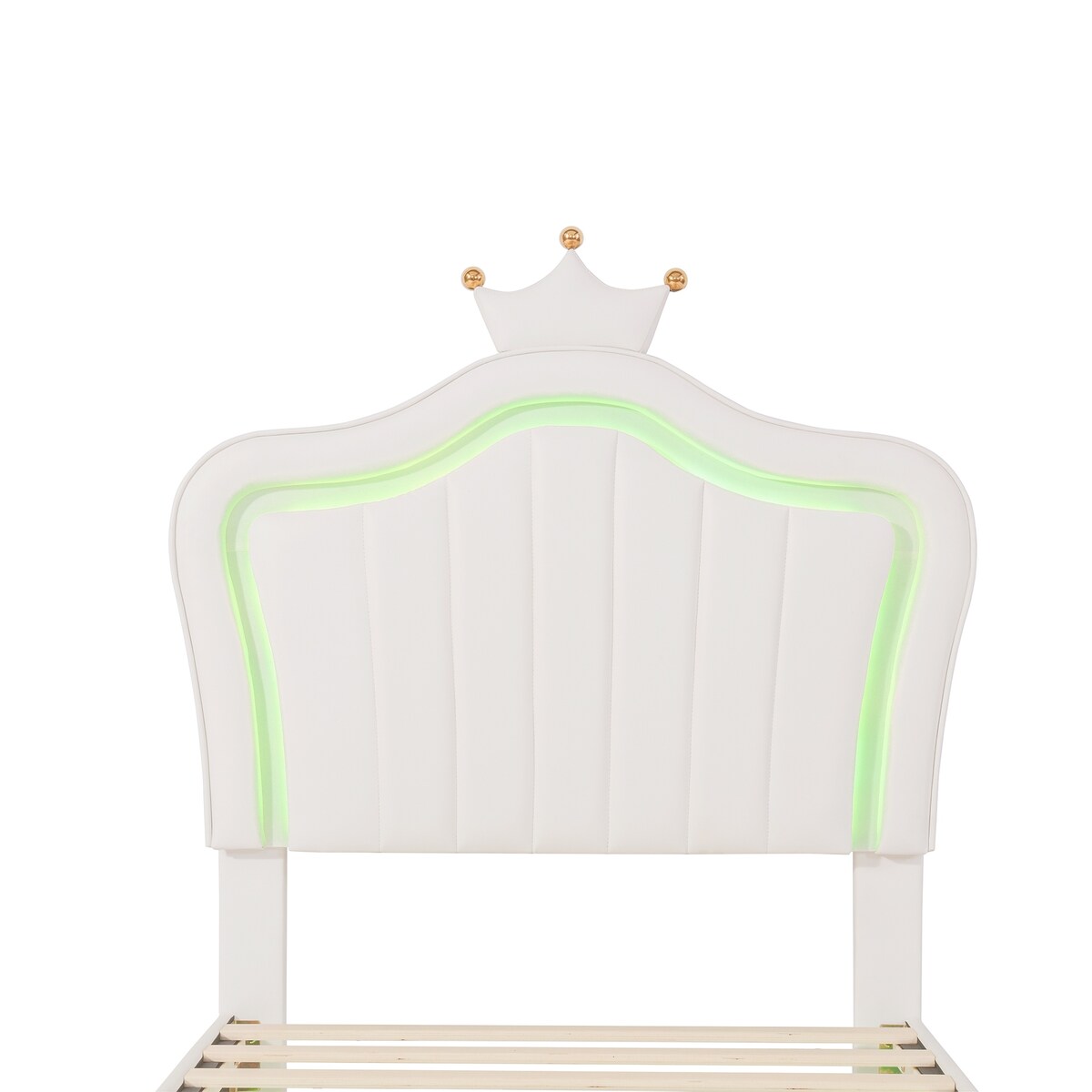 Full/Queen Size Modern Upholstered Princess Bed With Crown Headboard And LED Lights