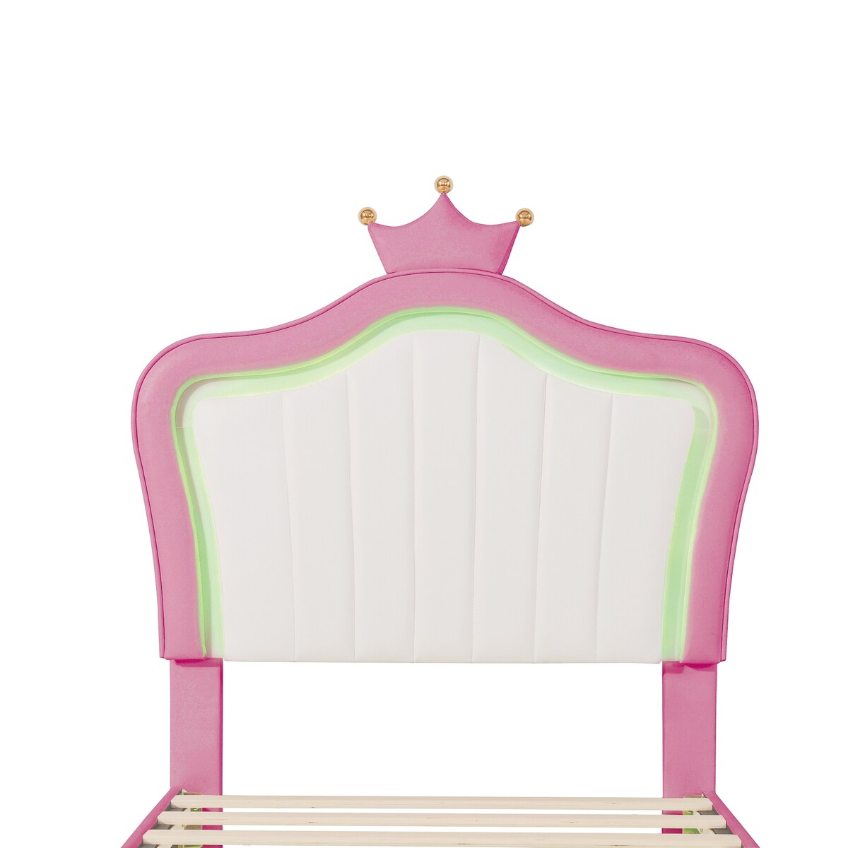 Full/Queen Size Modern Upholstered Princess Bed With Crown Headboard And LED Lights