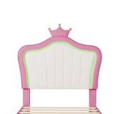 Full/Queen Size Modern Upholstered Princess Bed With Crown Headboard And LED Lights