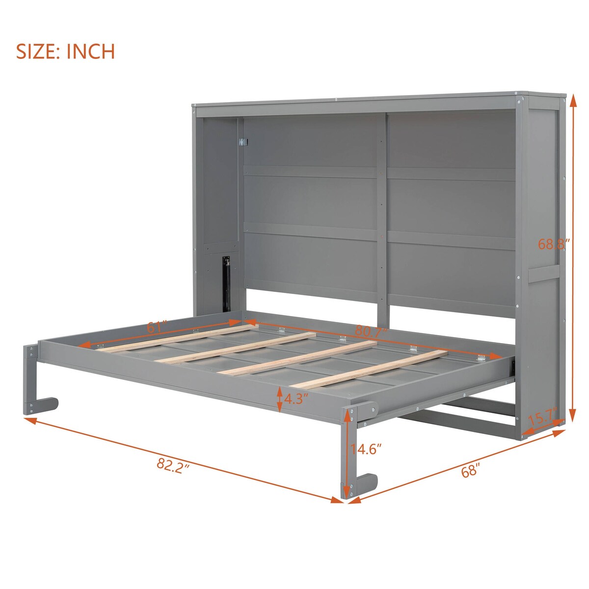 Full/Queen Size Wooden Murphy Bed Wall Bed