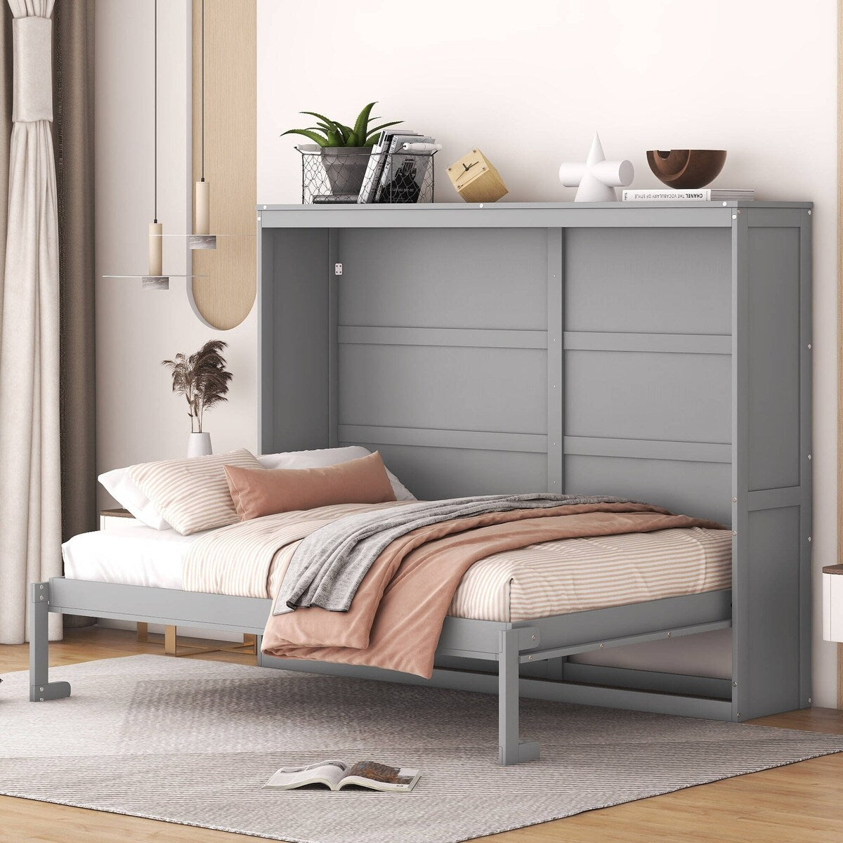 Full/Queen Size Wooden Murphy Bed Wall Bed