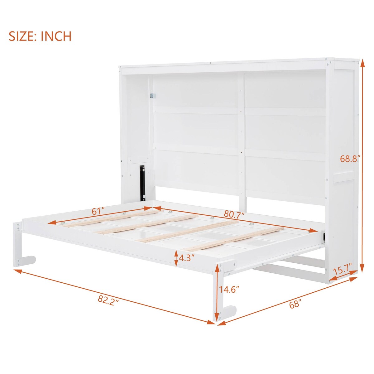 Full/Queen Size Wooden Murphy Bed Wall Bed