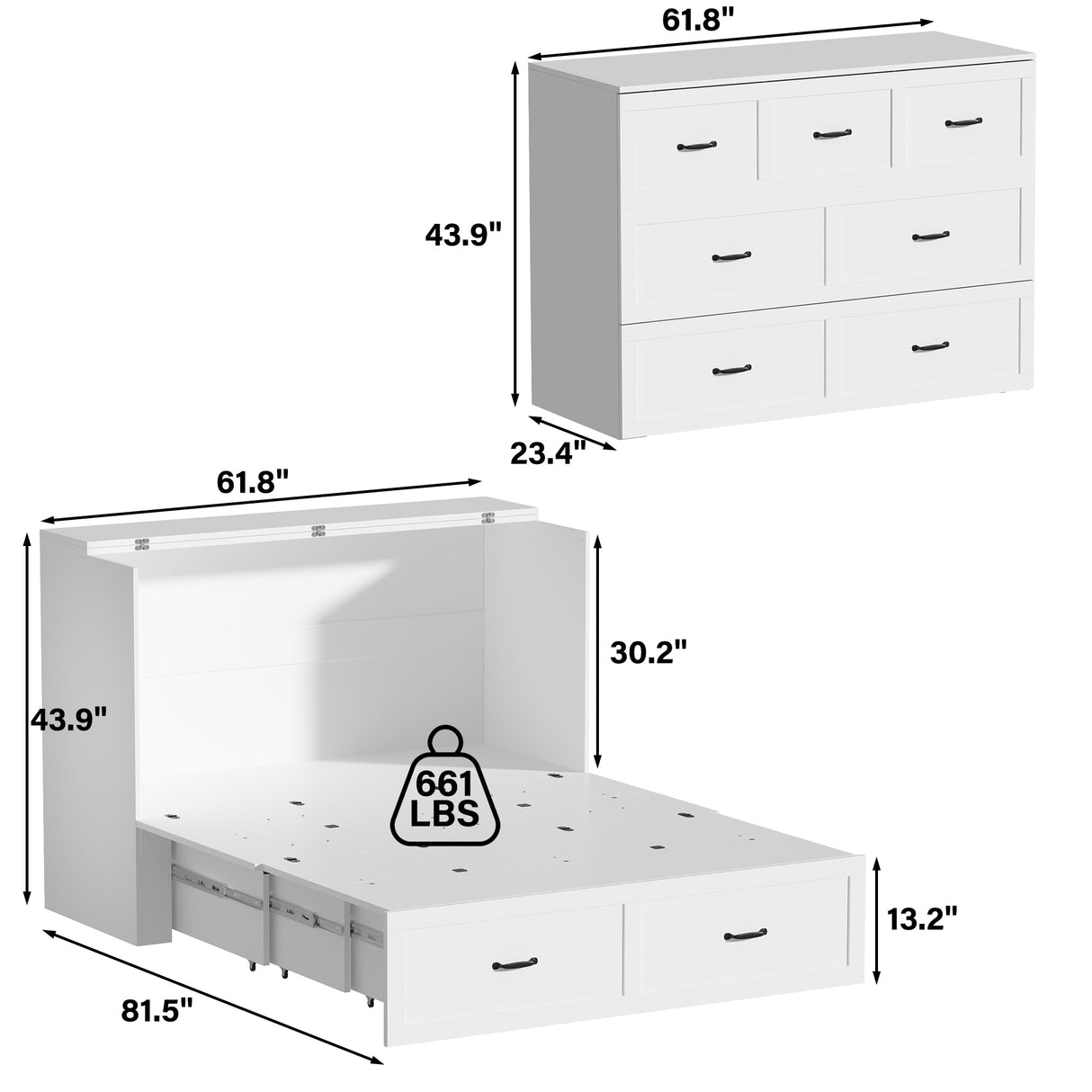 Full Size Bed Cabinet Dresser Bed w/ Drawer Convert into Cube Cabinet