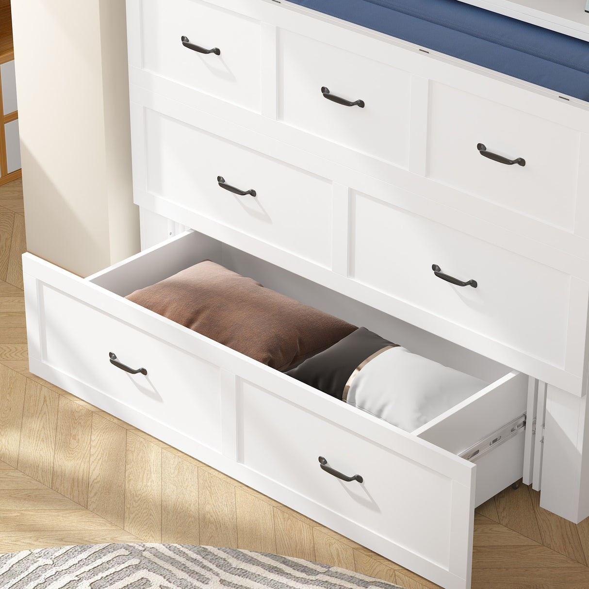 Full Size Bed Cabinet Dresser Bed w/ Drawer Convert into Cube Cabinet