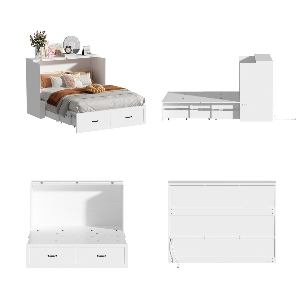 Full Size Bed Cabinet Dresser Bed w/ Drawer Convert into Cube Cabinet