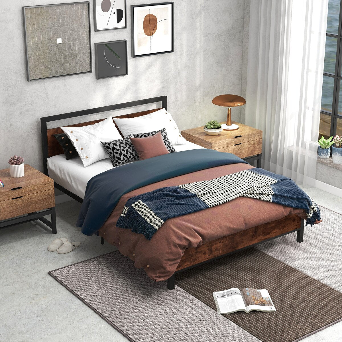 Full Size Bed Frame ,No Box Spring Needed