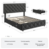 Bed Frame with 4 Storage Drawers and Headboard