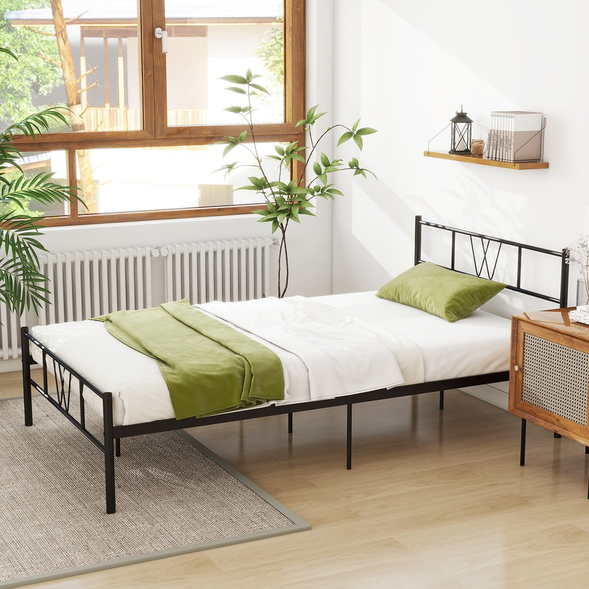 Twin Size Metal Platform Bed Frame with Headboard Footboard, Heavy Duty Steel Slat Support, Easy Assembly Mattress Foundation