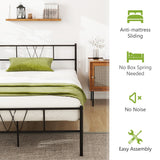 Twin Size Metal Platform Bed Frame with Headboard Footboard, Heavy Duty Steel Slat Support, Easy Assembly Mattress Foundation