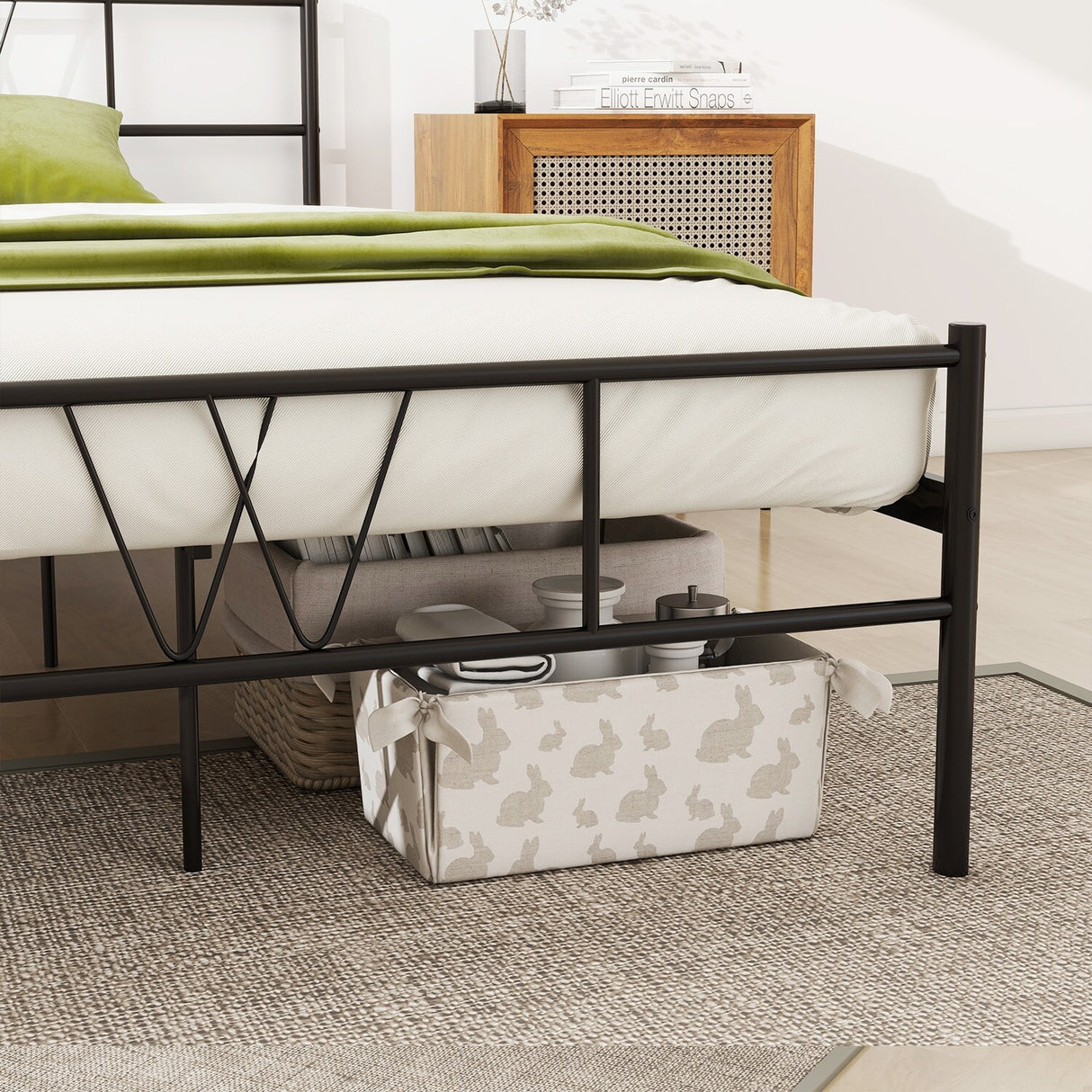 Twin Size Metal Platform Bed Frame with Headboard Footboard, Heavy Duty Steel Slat Support, Easy Assembly Mattress Foundation