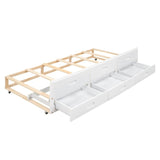 Full Size Bed with Headboard, USB, Twin Size Trundle and 3 Drawers, Gray