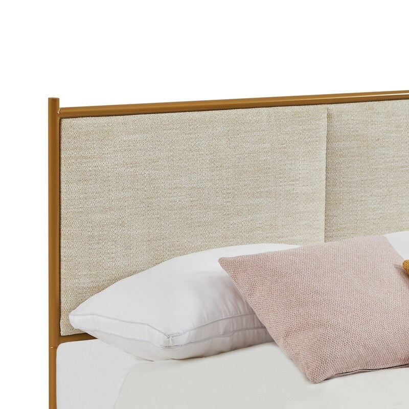 Full Size Classic steamed bread shaped backrest, metal frame, solid wood ribs, with four storage drawers