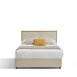 Full Size Classic steamed bread shaped backrest, metal frame, solid wood ribs, with four storage drawers