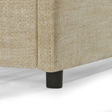 Full Size Classic steamed bread shaped backrest, metal frame, solid wood ribs, with four storage drawers