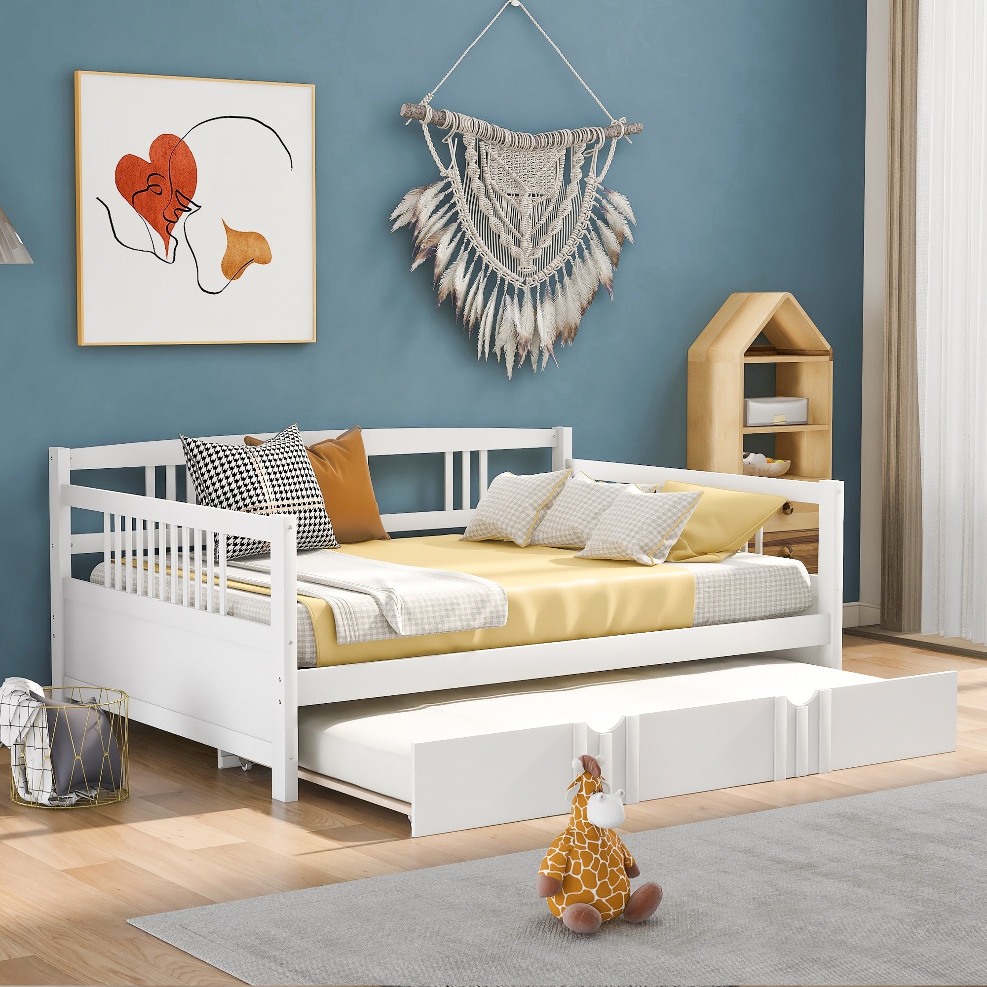 Full Size Wood Daybed with Twin Size Trundle Overstock