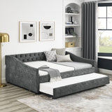 Full Size Daybed with Twin Size Trundle Upholstered Tufted Sofa Bed for Living Room, Bed Room(80.5"X55.5"X27.5")