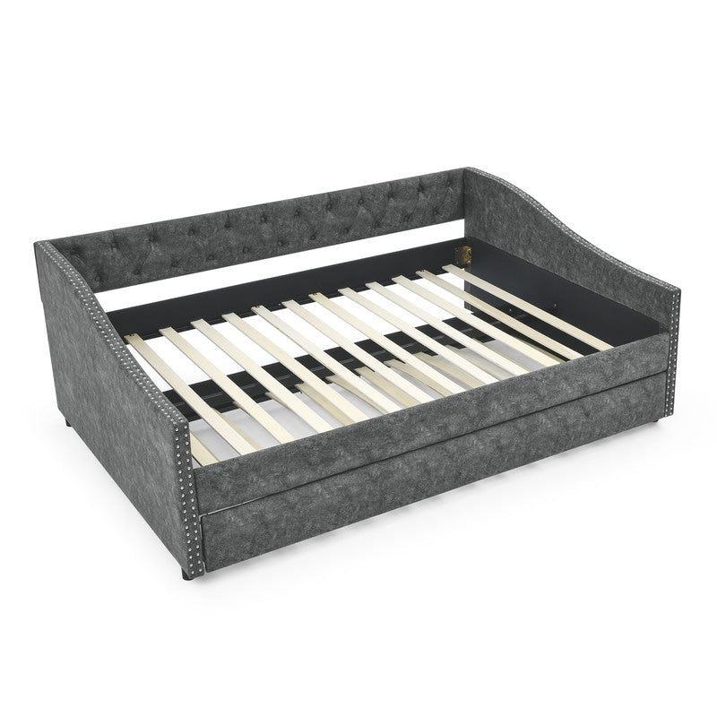 Full Size Daybed with Twin Size Trundle Upholstered Tufted Sofa Bed for Living Room, Bed Room(80.5"X55.5"X27.5")