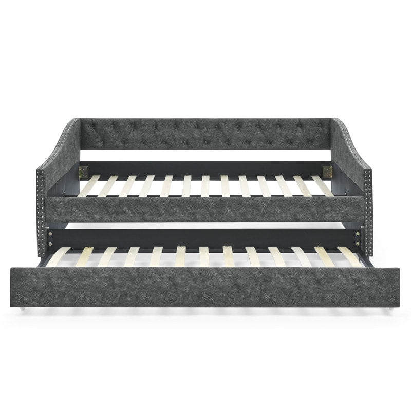 Full Size Daybed with Twin Size Trundle Upholstered Tufted Sofa Bed for Living Room, Bed Room(80.5"X55.5"X27.5")