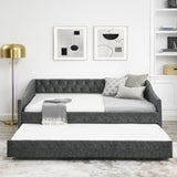 Full Size Daybed with Twin Size Trundle Upholstered Tufted Sofa Bed for Living Room, Bed Room(80.5"X55.5"X27.5")