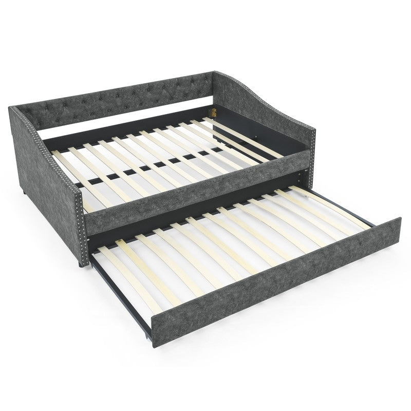 Full Size Daybed with Twin Size Trundle Upholstered Tufted Sofa Bed for Living Room, Bed Room(80.5"X55.5"X27.5")