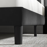 Full Size Frame Platform Bed with Upholstered Headboard and Slat Support,black