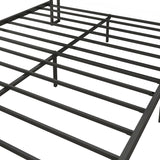 Full Size Heavy-Duty Platform Bed with Charging Station, Upholstered Headboard & Metal Slats