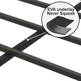 Full Size Heavy-Duty Platform Bed with Charging Station, Upholstered Headboard & Metal Slats