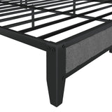 Full Size Heavy-Duty Platform Bed with Charging Station, Upholstered Headboard & Metal Slats