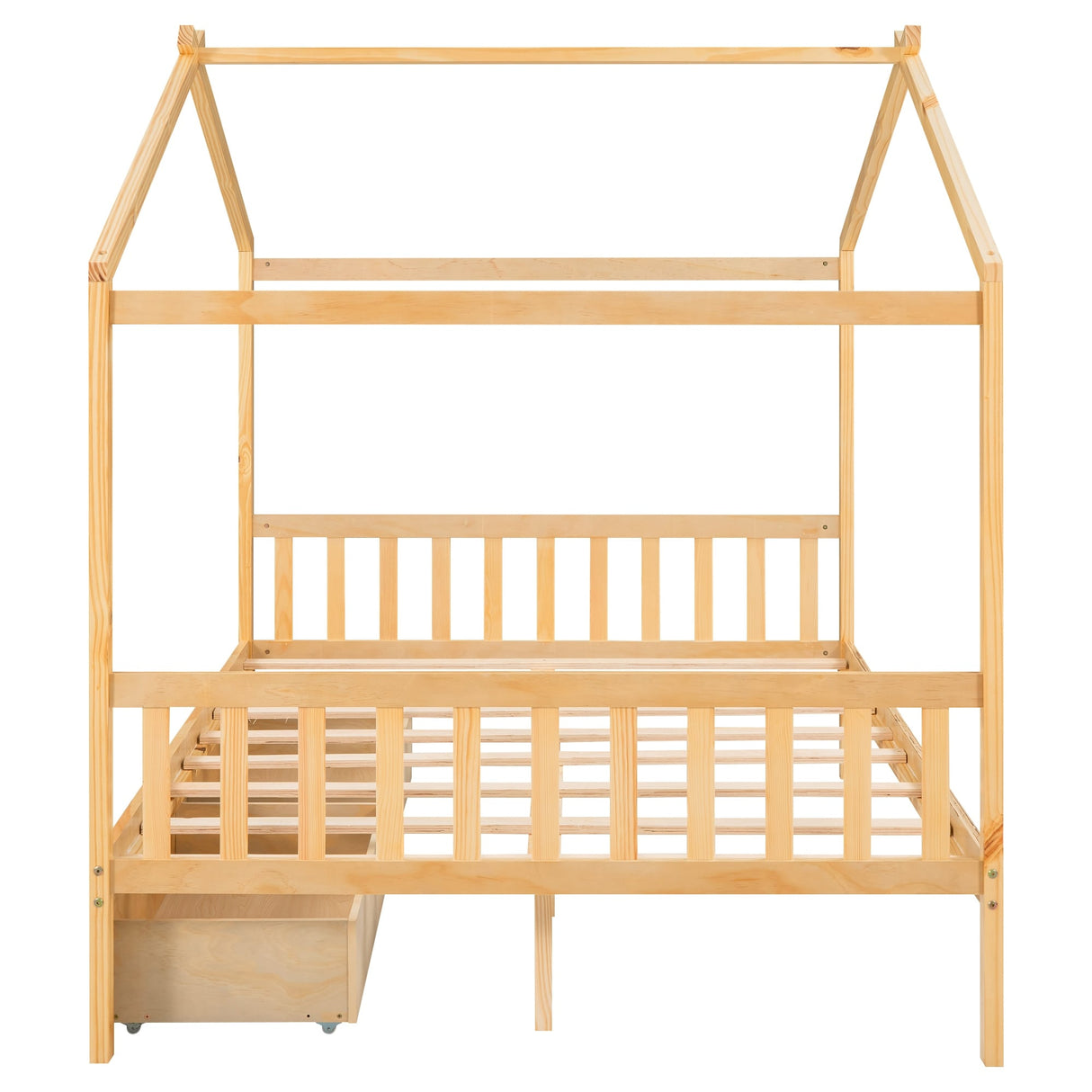 Full Size House Platform Bed with Two Drawers