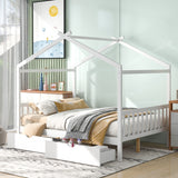 Full Size House Platform Bed with Two Drawers