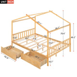 Full Size House Platform Bed with Two Drawers