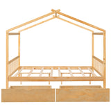 Full Size House Platform Bed with Two Drawers