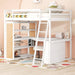 Full Size Loft Bed Frame with Ladder, Shelves,and Desk,Full Length Guard Rails,for Kids Youths Adults