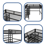 Full Size Loft Bed with 4-Tier Shelves and Storage