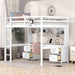 Full Size Loft Bed with Cabinets, Built-in desk with Charging Station