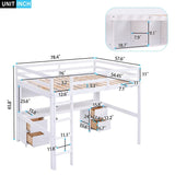 Full Size Loft Bed with Cabinets, Built-in desk with Charging Station